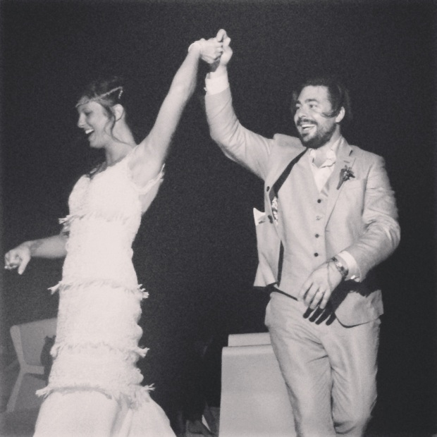 Chantal Dick and Mandel Hitzer dance at their  wedding in Mexico January 13, 2014.