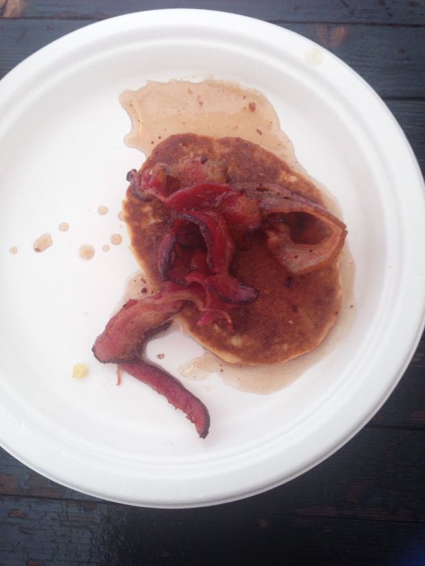 Pancakes and Poppy bacon.